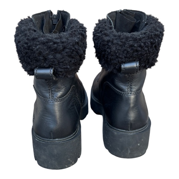 UGG Women’s 9 Czeriesa Black Leather Fur Trim Waterproof Ankle Boots, UGG Boots - Picture 6 of 13